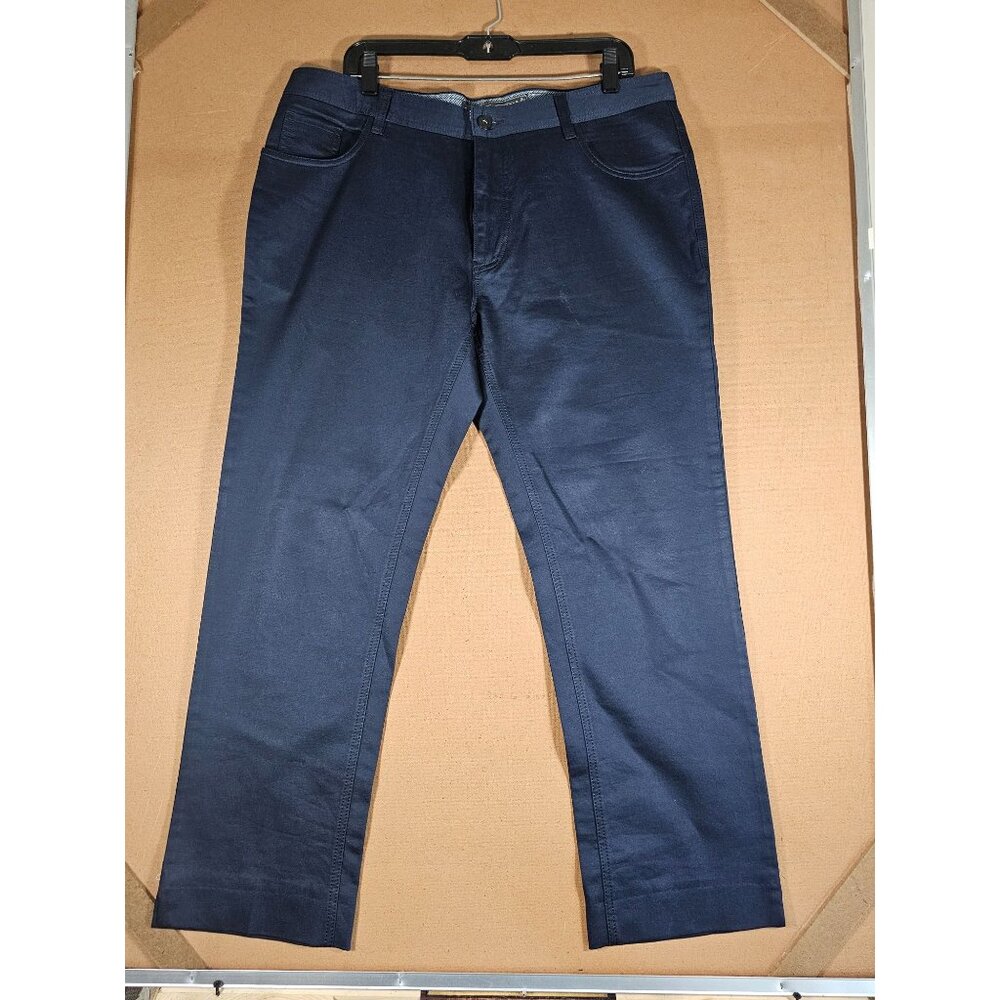 Enzo Denim Men Blue Flat Front Casual Pants 100% Cotton Size 36